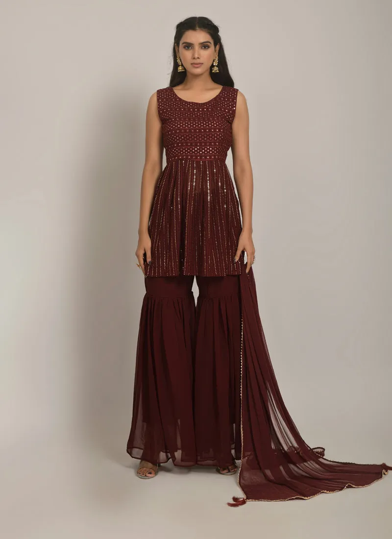 Embroidered Georgette Sharara Suit