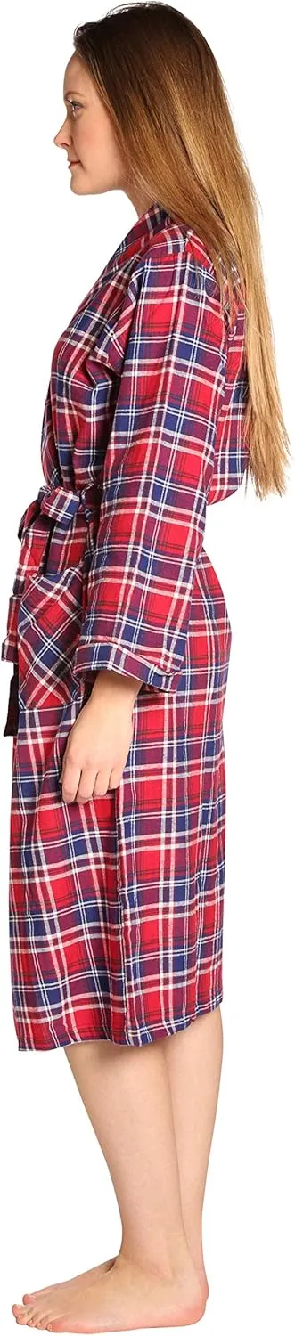 EVERDREAM Womens Flannel Robe, Shawl Collar Lightweight 100% Cotton Bathrobe