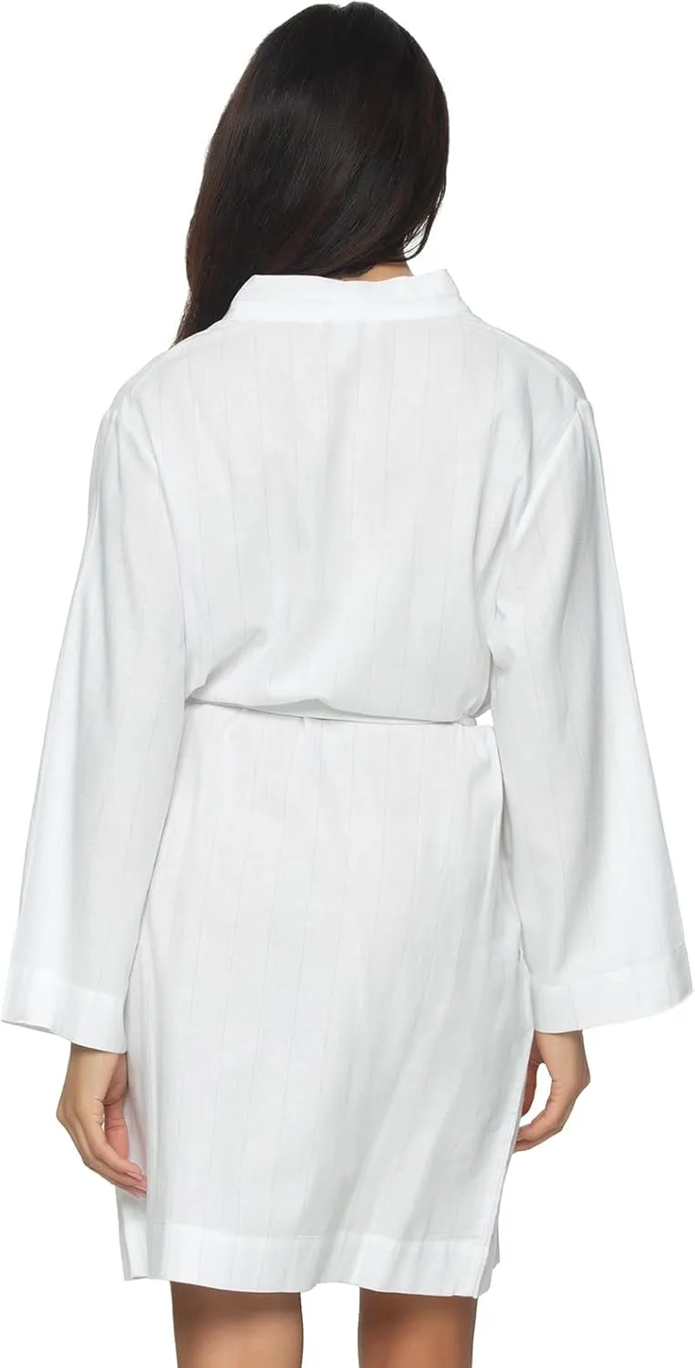 Felina - Mirielle Robe - Striped Cotton Poplin Robe, Lightweight & Comfortable