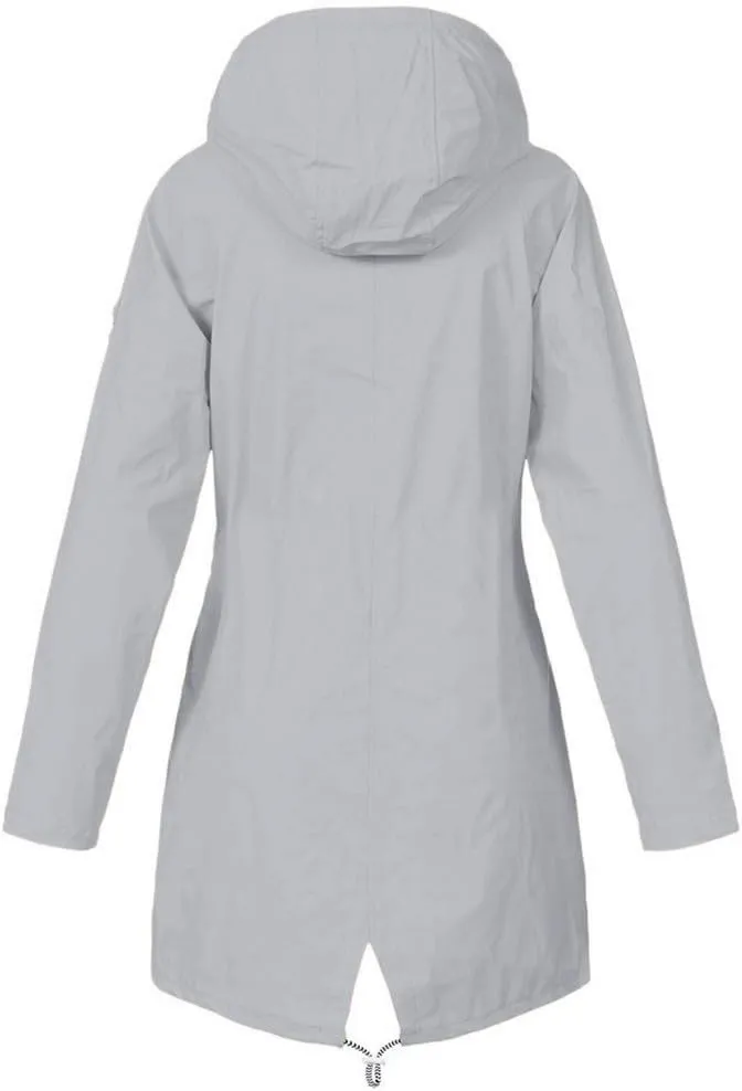 Fleece Lined Long Rain Jacket Women Lightweight Raincoat Waterproof Windbreaker Climbing Outdoor Hooded Trench Coats