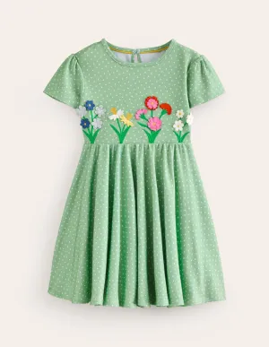 Flutter Twirly Dress-Pistachio Green Flowers