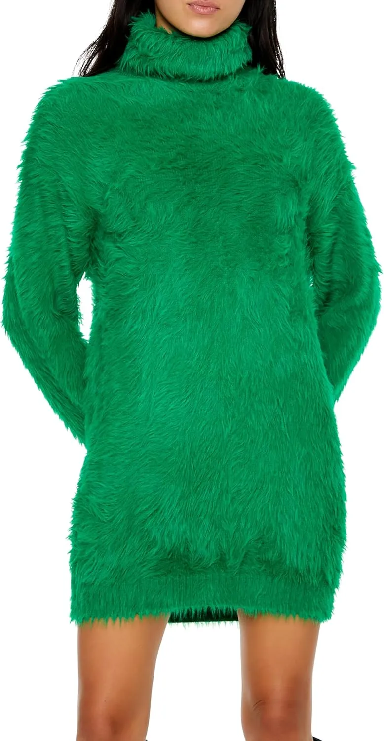Forever 21 Women's Faux Fur Mini Sweater Dress