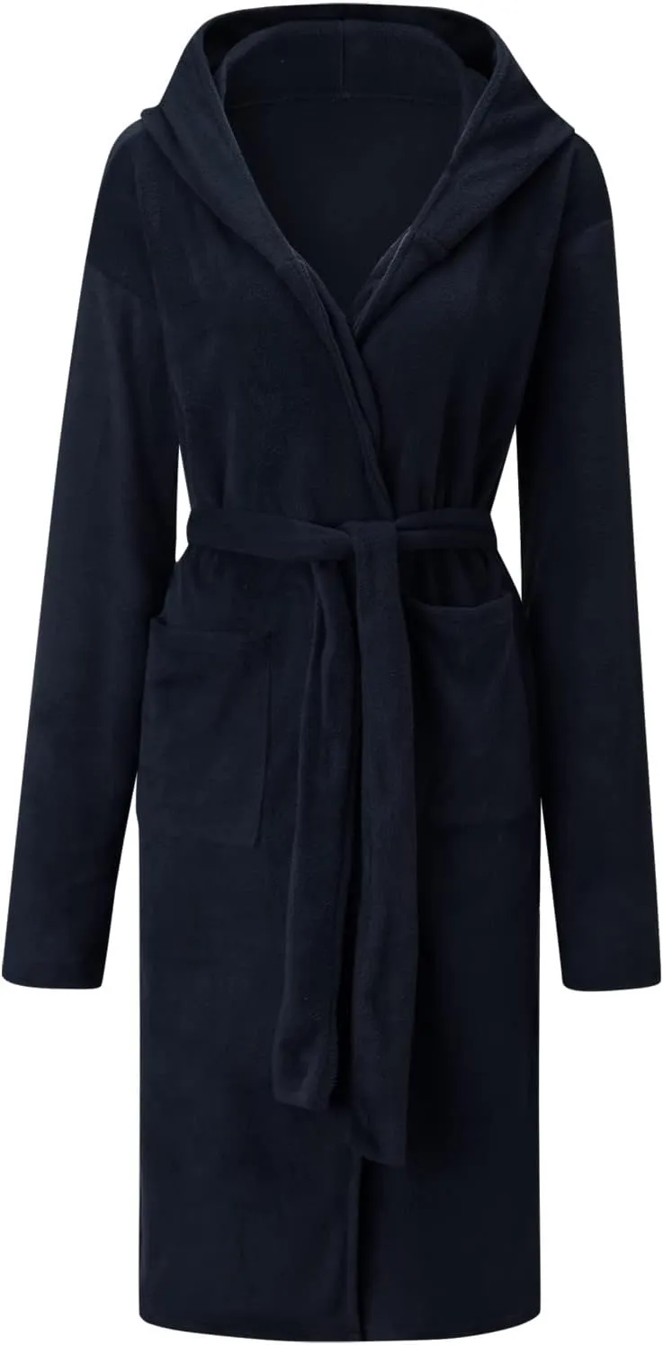 Fuzzy Cotton Robes for Women with Hood Plush Pajamas Sleepwear Bath Robe Thick Robe Fluffy Knee Length Cute Furry