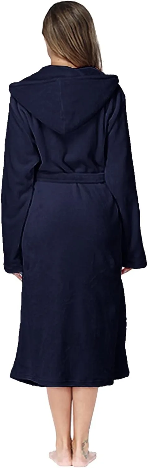 Fuzzy Cotton Robes for Women with Hood Plush Pajamas Sleepwear Bath Robe Thick Robe Fluffy Knee Length Cute Furry