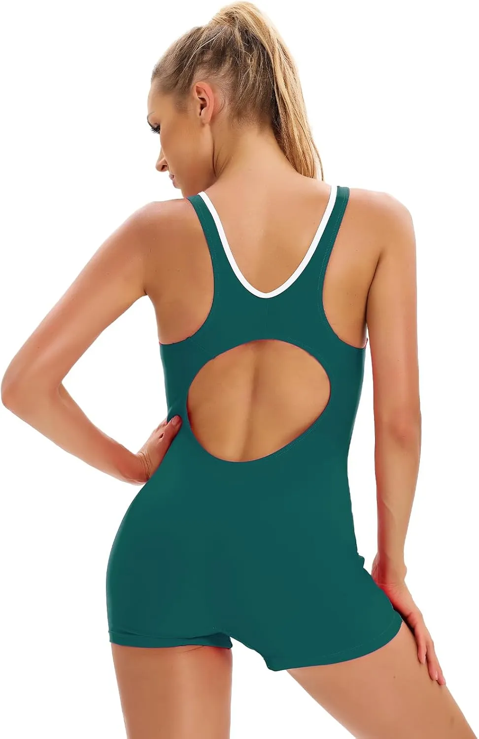 FYMNSI Womens One Piece Swimsuits Athletic Bathing Suit Tummy Control Boyleg Rash Guard Sun Protection Surf Sport Rashguard