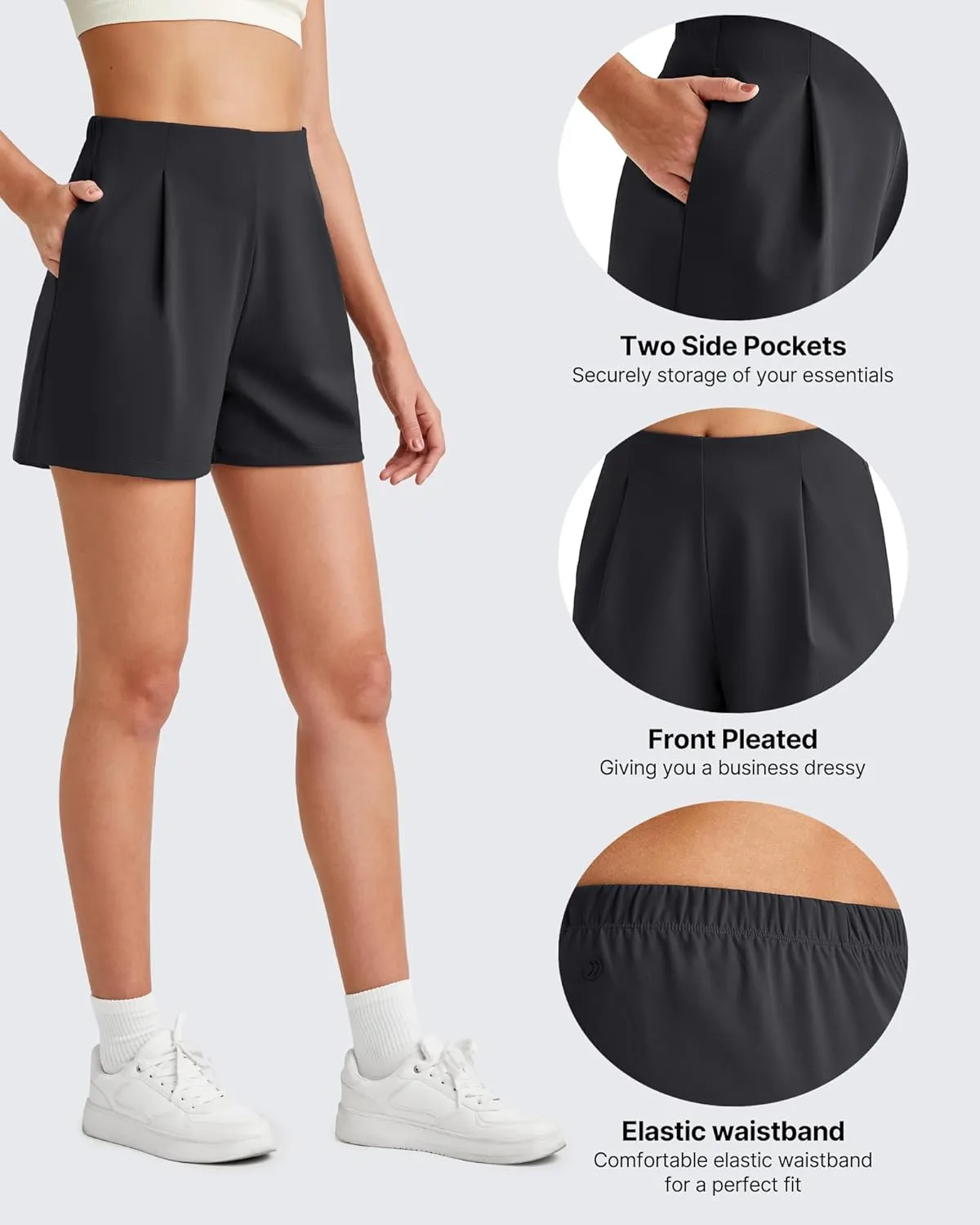 G4Free ShiftReady Women Shorts Dressy Casual 2025 Trendy Summer High Waisted Tailored Trouser Shorts with Pockets