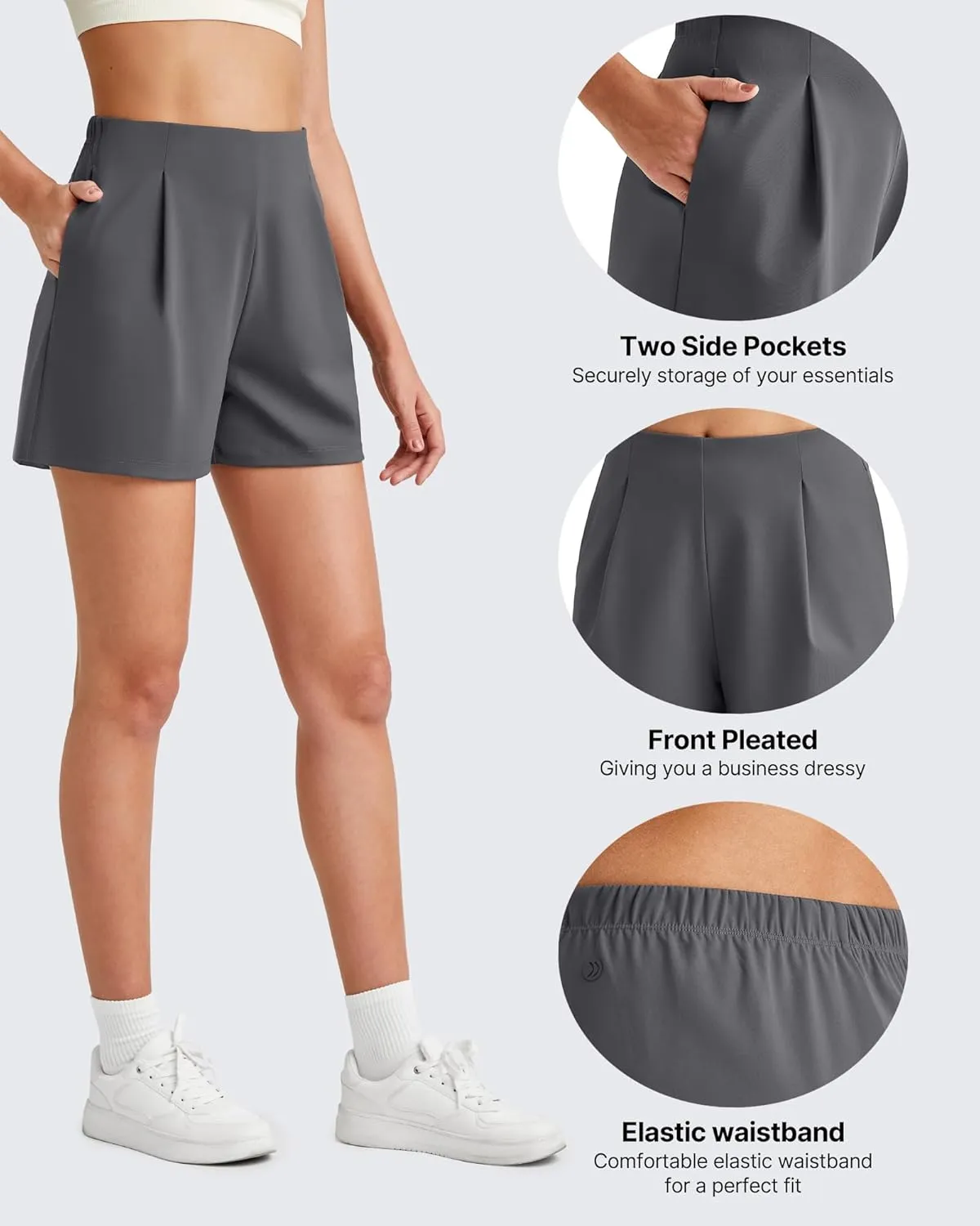 G4Free ShiftReady Women Shorts Dressy Casual 2025 Trendy Summer High Waisted Tailored Trouser Shorts with Pockets