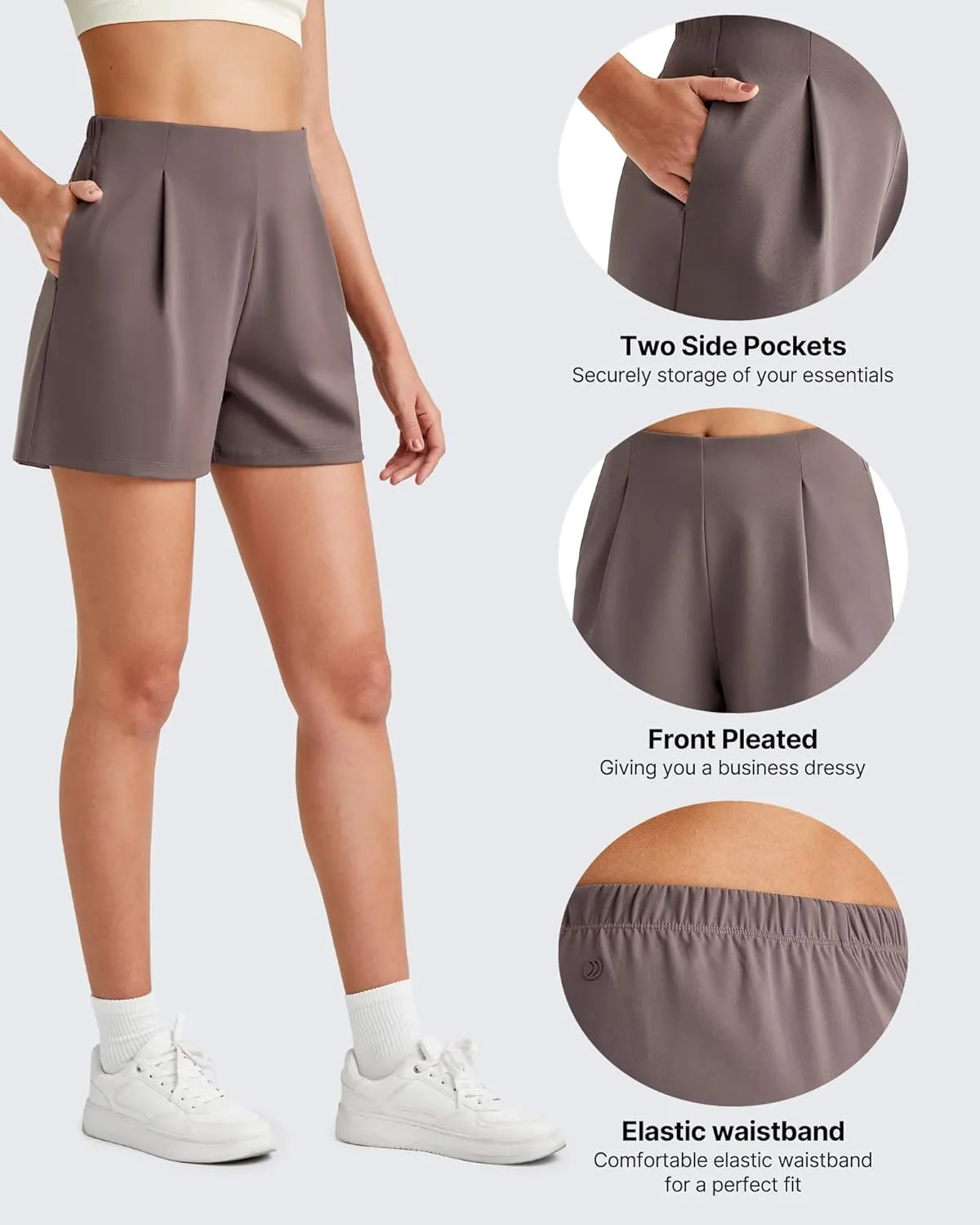 G4Free ShiftReady Women Shorts Dressy Casual 2025 Trendy Summer High Waisted Tailored Trouser Shorts with Pockets