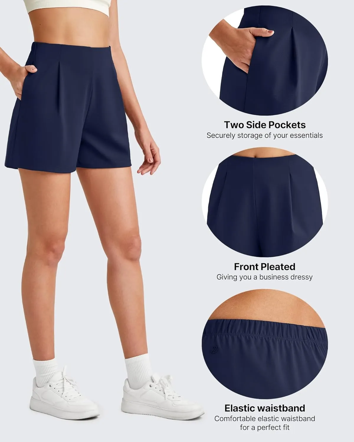 G4Free ShiftReady Women Shorts Dressy Casual 2025 Trendy Summer High Waisted Tailored Trouser Shorts with Pockets