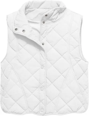 Gacaky Women's Puffer Vest Sleeveless Button Down Outerwear Warm Quilted Lightweight Down Winter Jackets Coats