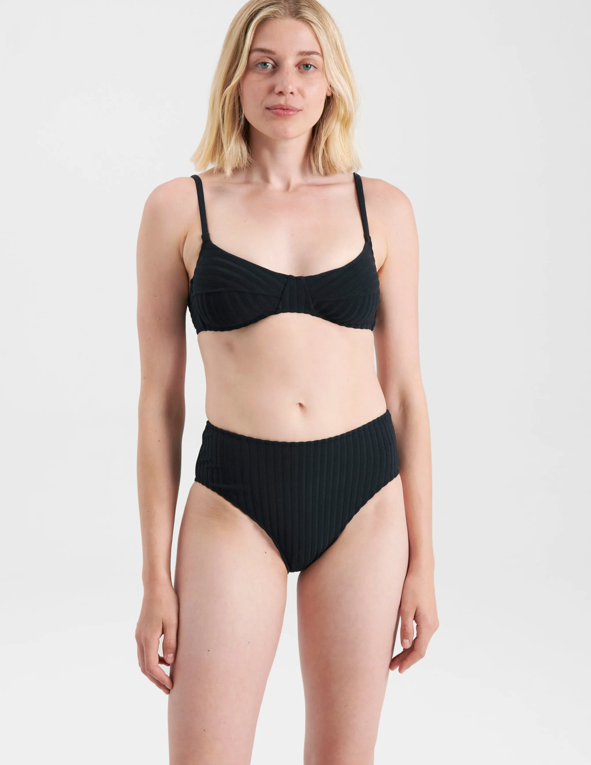 Germaine Bikini Top Black Rib