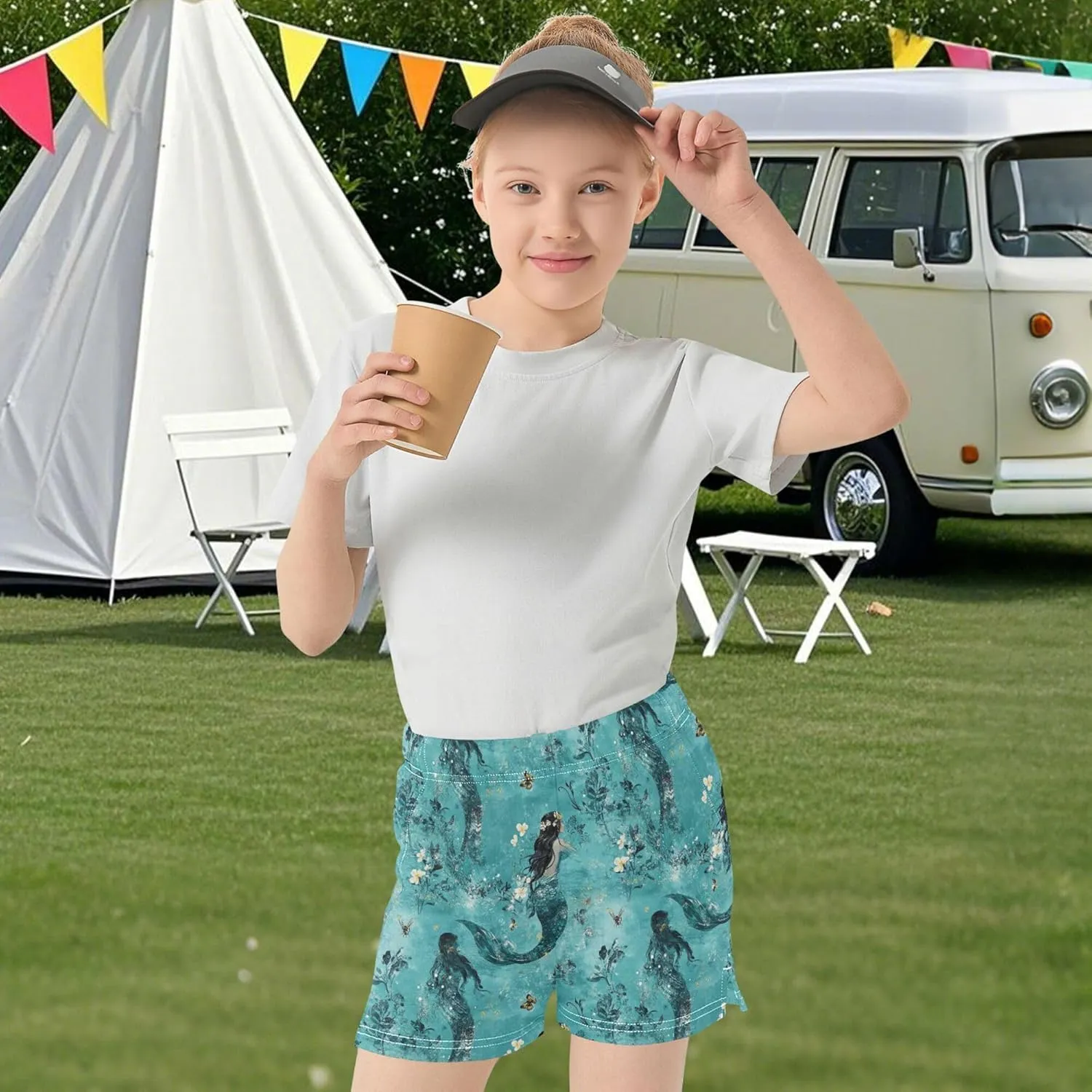 Girl's Athletic Shorts with Pockets Youth Athletic Shorts for Gym