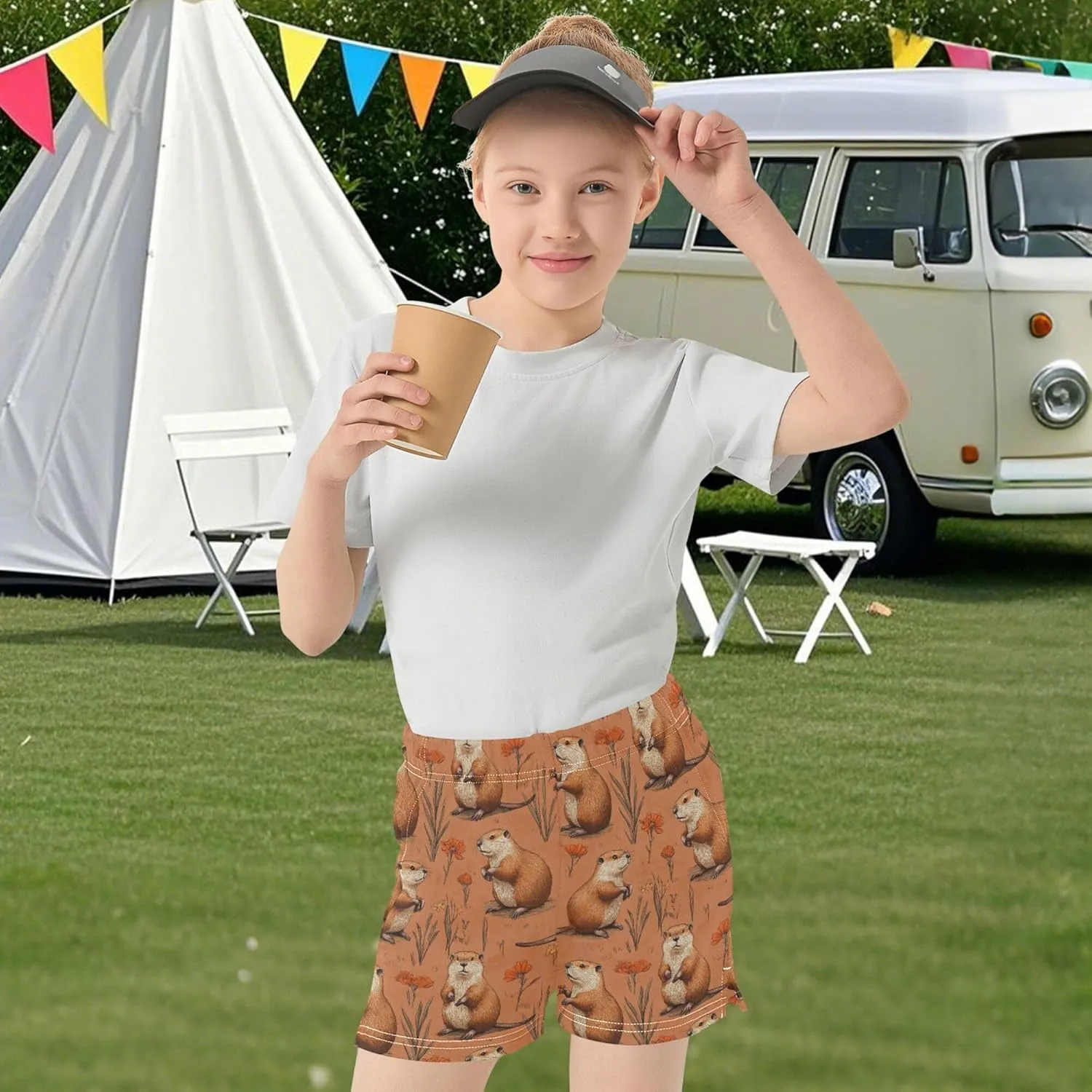 Girl's Athletic Shorts with Pockets Youth Athletic Shorts for Gym