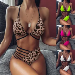 Girls Bikinis – Halter Bikini Top with Cutout Strap Swimsuit Set