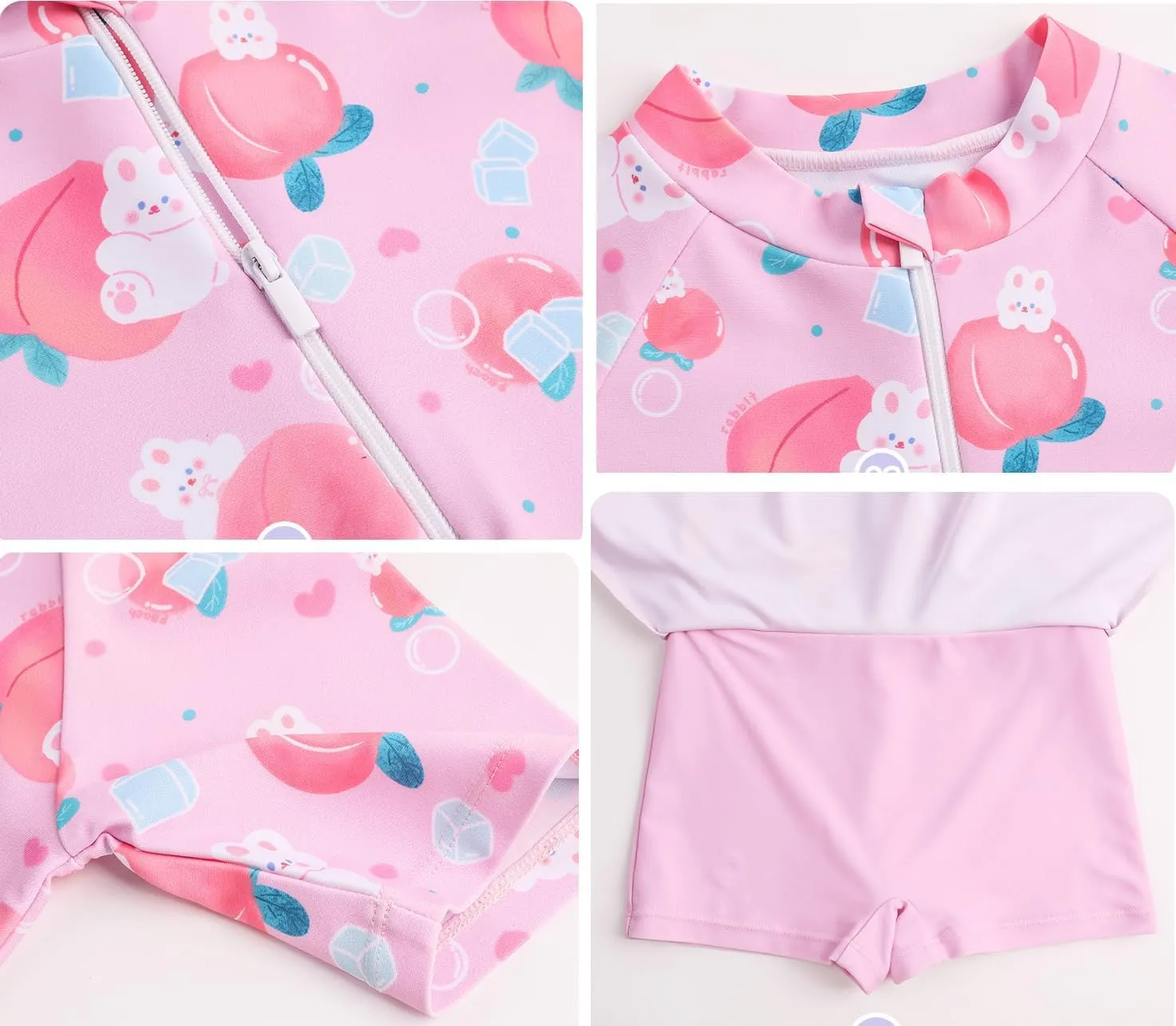 Girls Swimsuit Girls One Piece Skirted Swimsuit Short Sleeve Floral Rash Guard Bathing Suit Swim Dress Swimwear