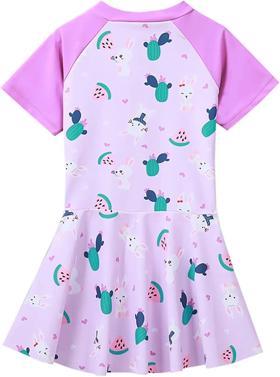 Girls Swimsuit Girls One Piece Skirted Swimsuit Short Sleeve Floral Rash Guard Bathing Suit Swim Dress Swimwear