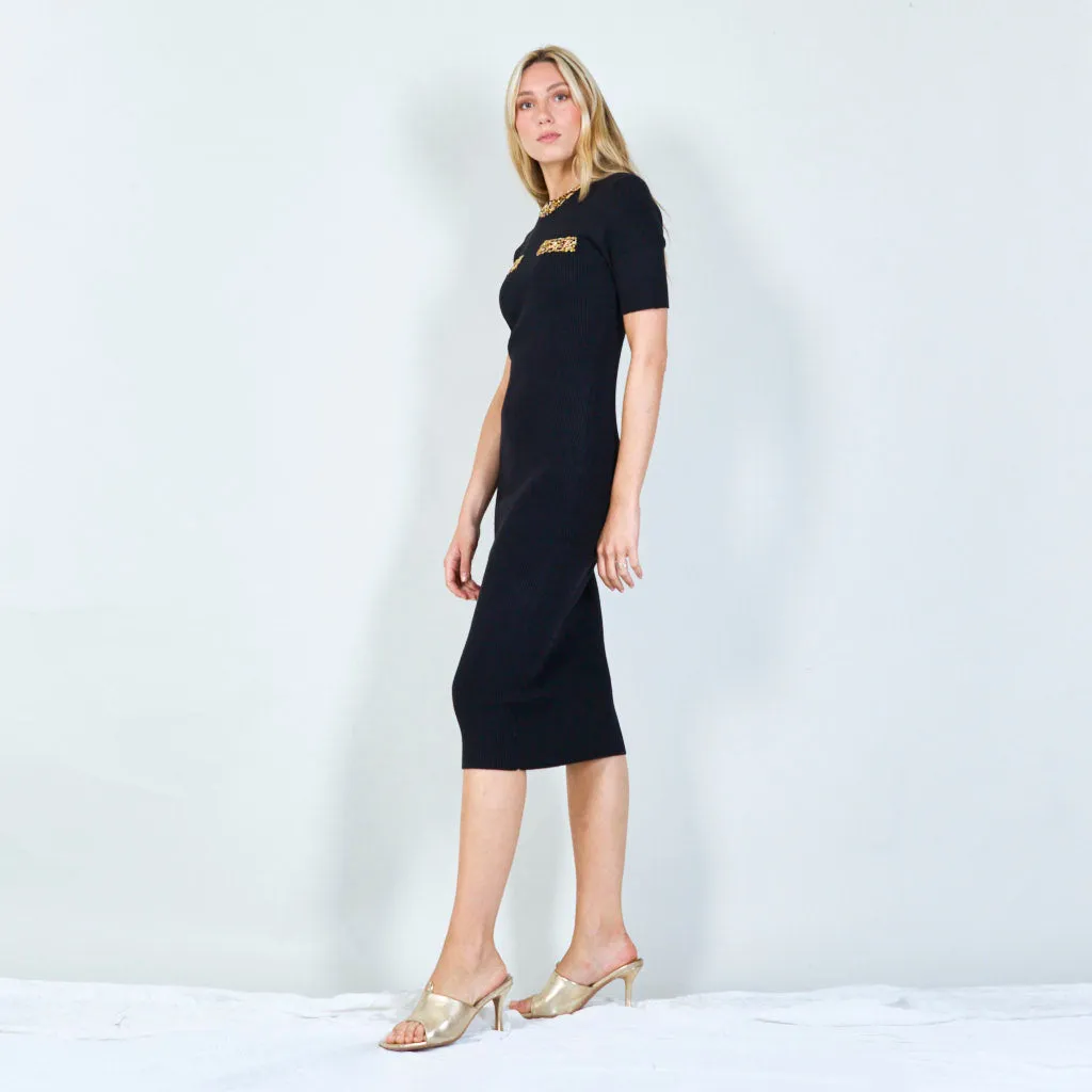 Glamorous short-sleeve dress with sequin details wholesale