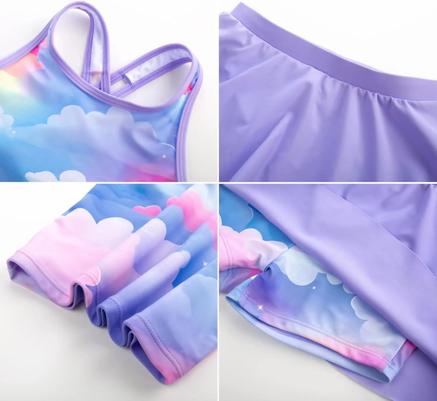 GRACE KARIN Girls Swimsuit Cross Back Swim Top and Swim Shorts Skirt Bathing Suit Two Piece Swimwear 5-12Y