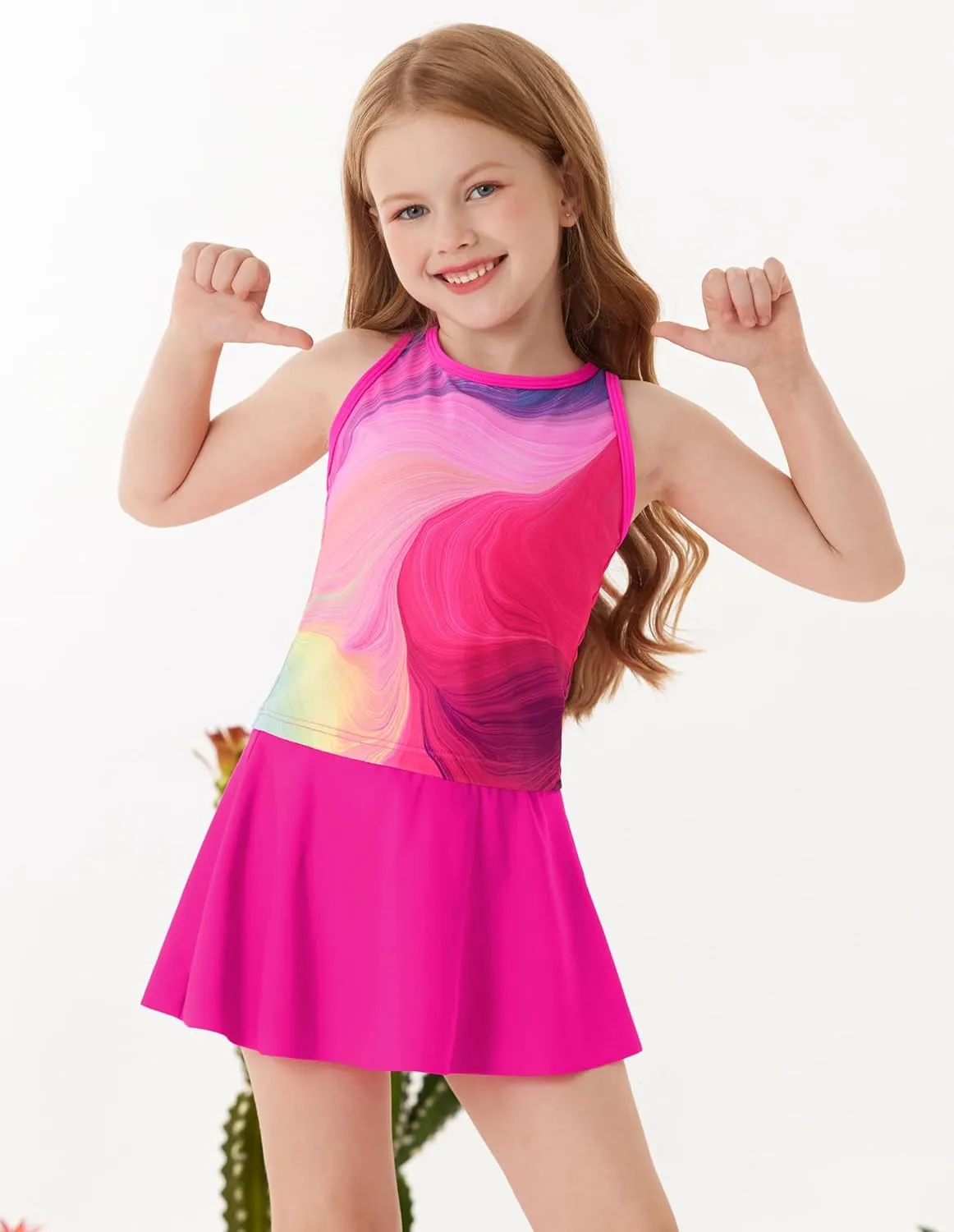 GRACE KARIN Girls Swimsuit Cross Back Swim Top and Swim Shorts Skirt Bathing Suit Two Piece Swimwear 5-12Y