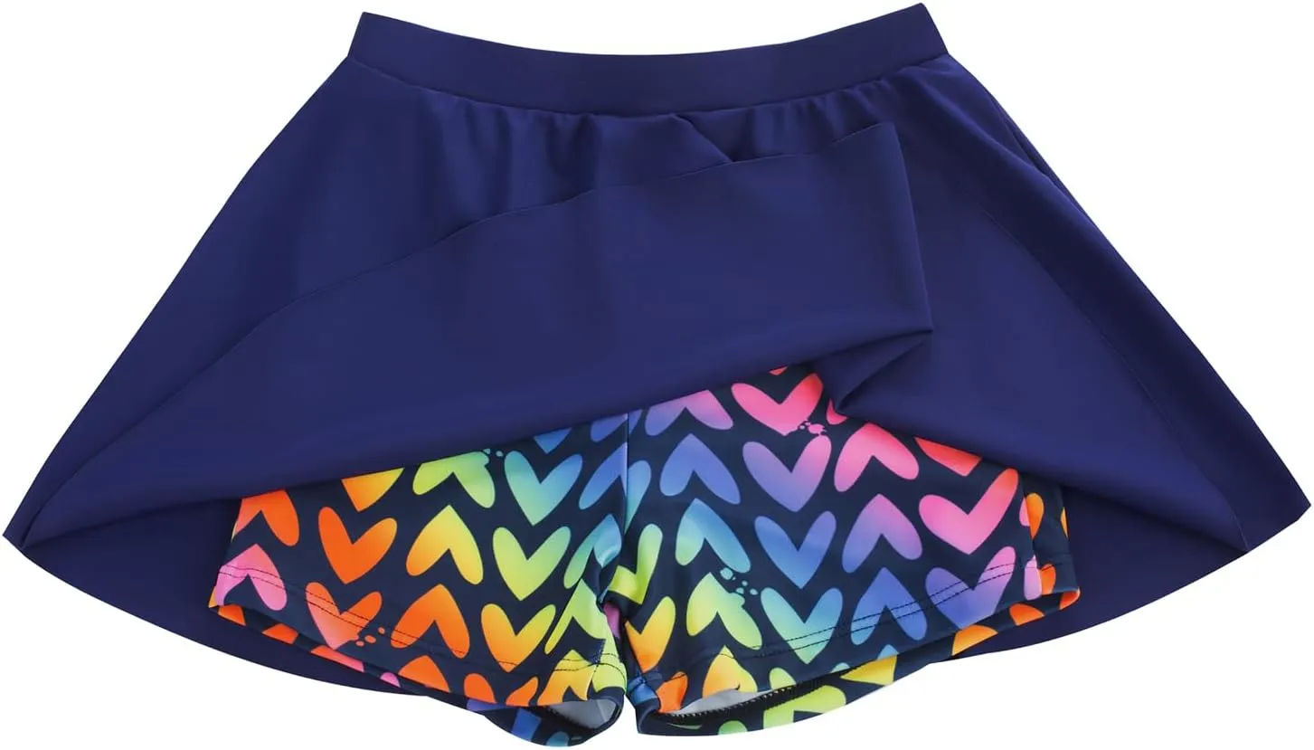 GRACE KARIN Girls Swimsuit Cross Back Swim Top and Swim Shorts Skirt Bathing Suit Two Piece Swimwear 5-12Y