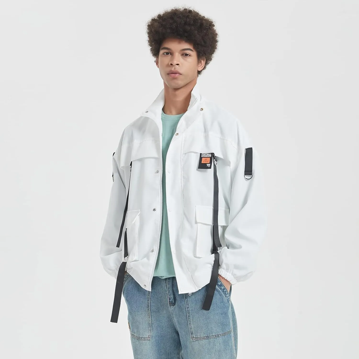 GURUNVANI Men Jacket Graffiti Jackets Lightweight Cotton Print Jacket Flight Bomber Hip Hop