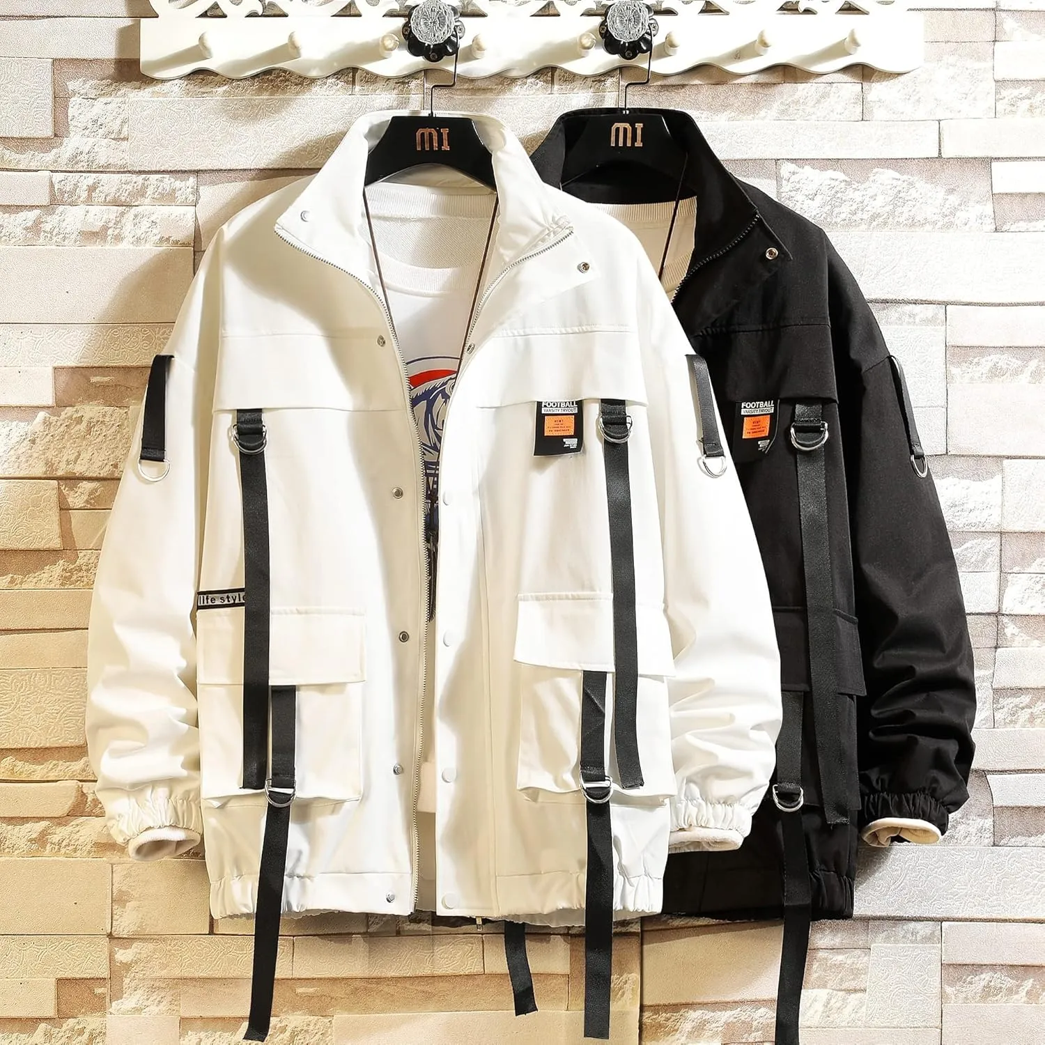 GURUNVANI Men Jacket Graffiti Jackets Lightweight Cotton Print Jacket Flight Bomber Hip Hop