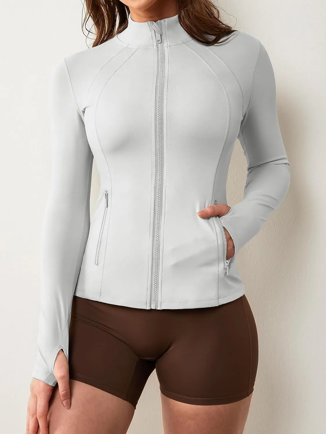 GYM RAINBOW Womens Athletic Zip Up Jakcets Contoured fit Lightweight Running Workout Jacket with Thumb Holes & Pockets
