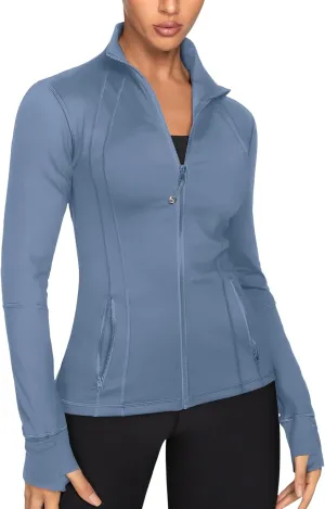 GYM RAINBOW Women's Lightweight Running Jackets Cottony-Soft 4-Way Stretch Zip up Slim Fit Workout Yoga Athletic Jacket