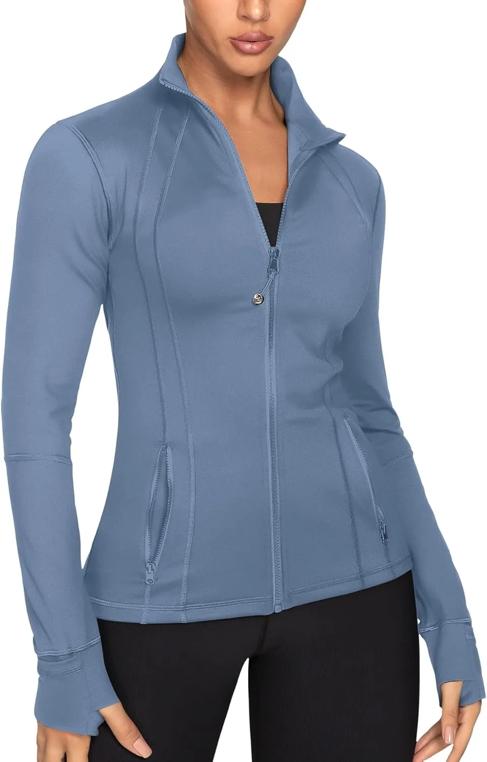 GYM RAINBOW Women's Lightweight Running Jackets Cottony-Soft 4-Way Stretch Zip up Slim Fit Workout Yoga Athletic Jacket