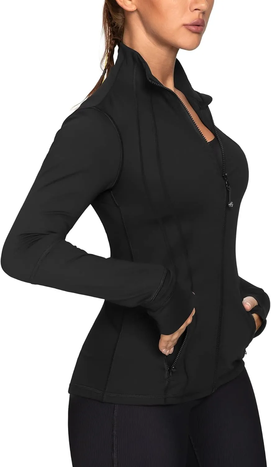 GYM RAINBOW Women's Lightweight Running Jackets Cottony-Soft 4-Way Stretch Zip up Slim Fit Workout Yoga Athletic Jacket
