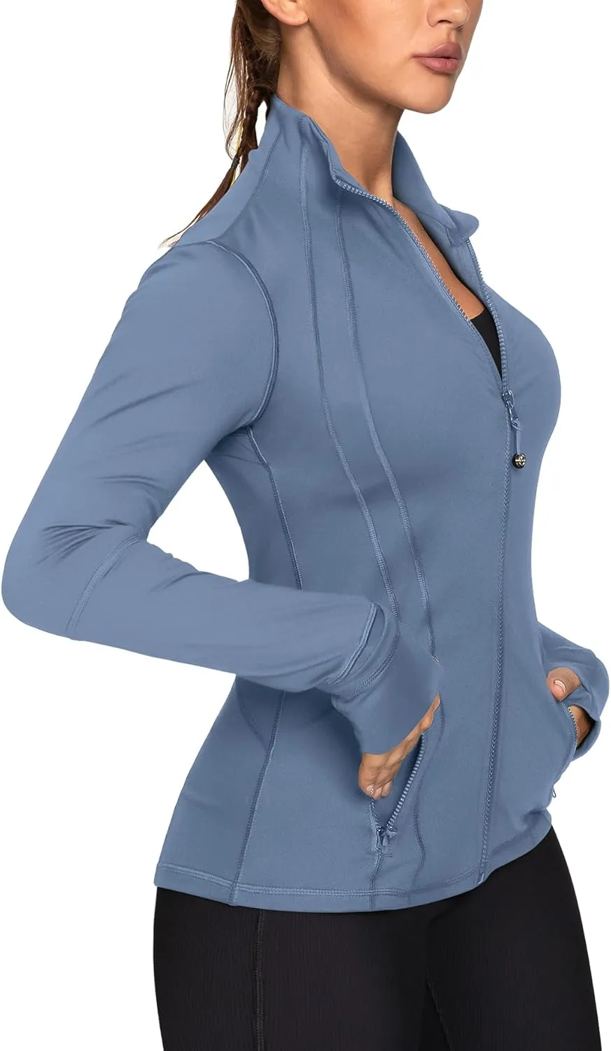 GYM RAINBOW Women's Lightweight Running Jackets Cottony-Soft 4-Way Stretch Zip up Slim Fit Workout Yoga Athletic Jacket
