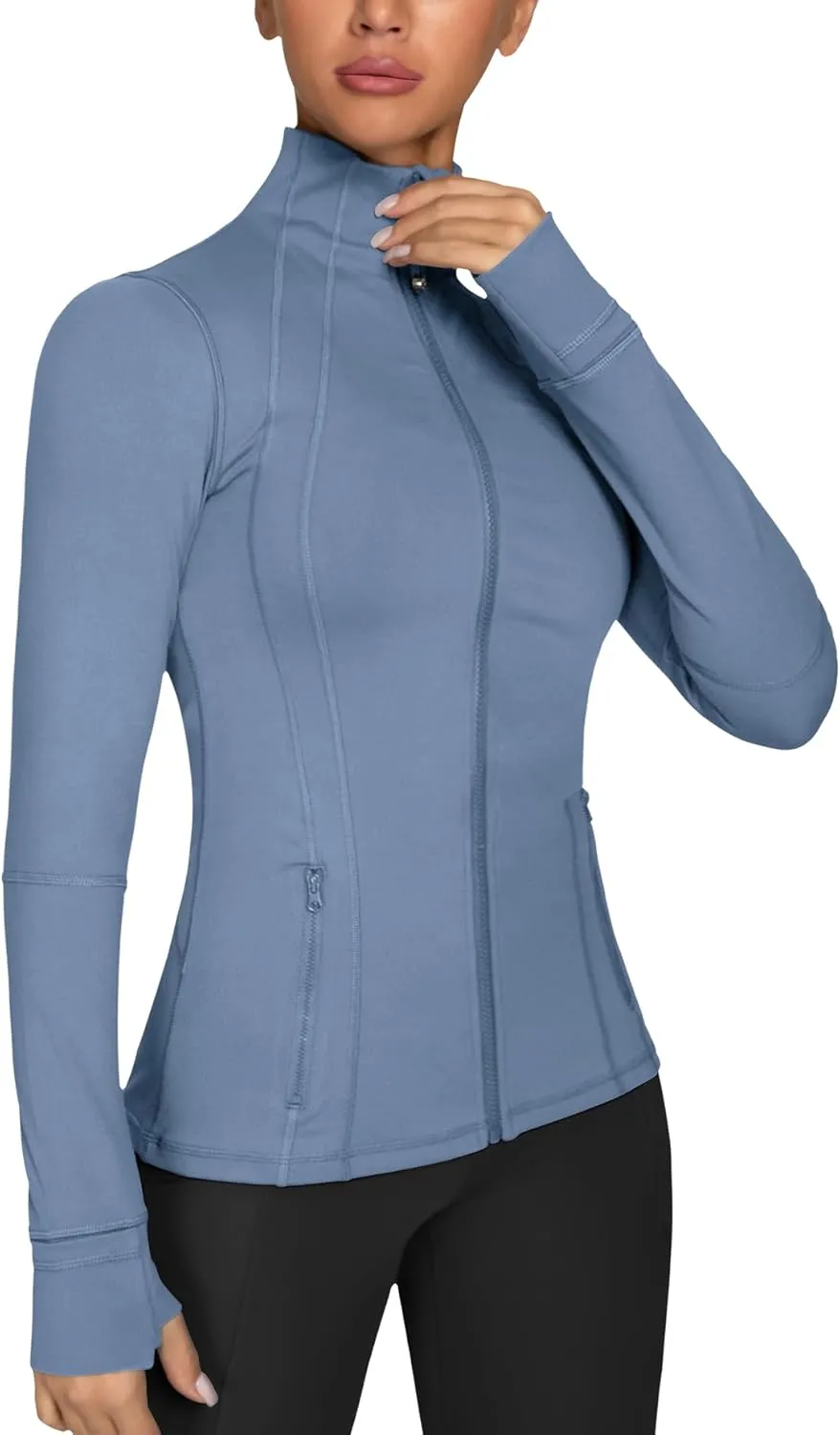 GYM RAINBOW Women's Lightweight Running Jackets Cottony-Soft 4-Way Stretch Zip up Slim Fit Workout Yoga Athletic Jacket