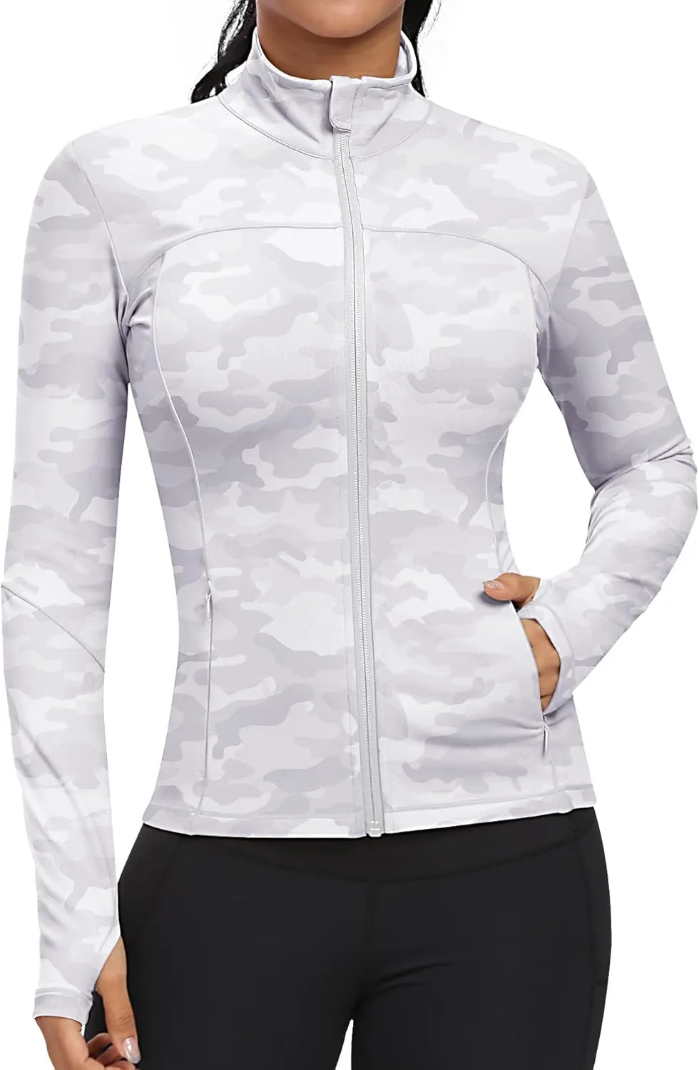 GYM RAINBOW Workout Jackets for Women, Full Zip Slim Fit Lightweight Athletic Running Sports Track Jacket with Pockets