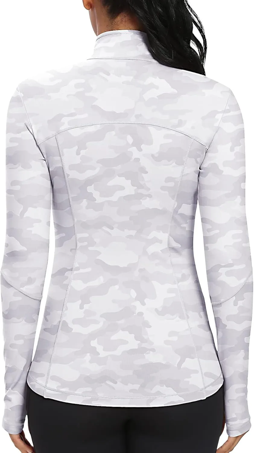 GYM RAINBOW Workout Jackets for Women, Full Zip Slim Fit Lightweight Athletic Running Sports Track Jacket with Pockets