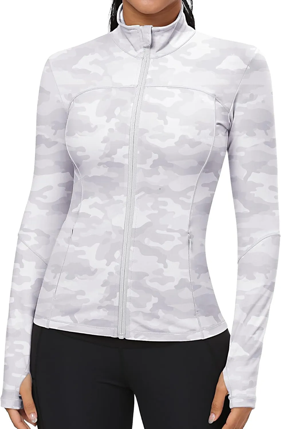 GYM RAINBOW Workout Jackets for Women, Full Zip Slim Fit Lightweight Athletic Running Sports Track Jacket with Pockets