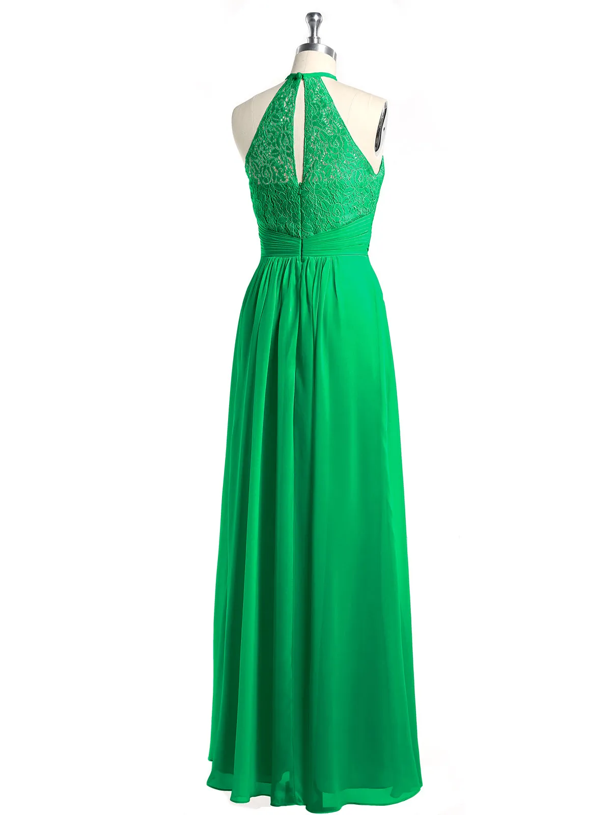Halter Chiffon And Lace Long Dresses Emerald Plus Size
