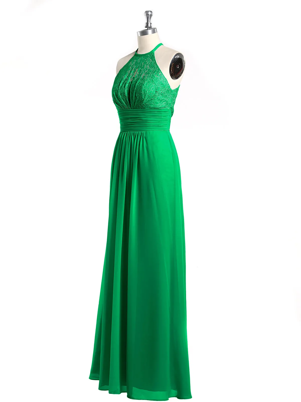 Halter Chiffon And Lace Long Dresses Emerald Plus Size