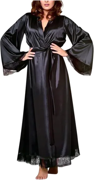 HGps8w Satin Robe for Women Silk Kimono Bathrobe Lace Splicing Bride Bridesmaids Long Wedding Party Lounge Sleepwear