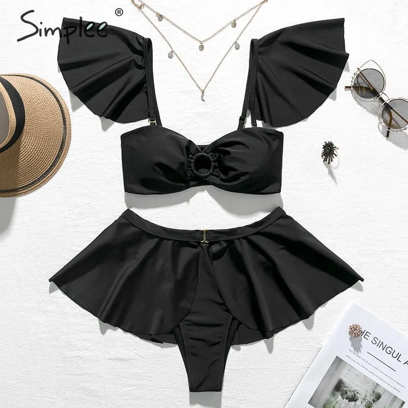 High waist bikinis set Off shoulder ruffled