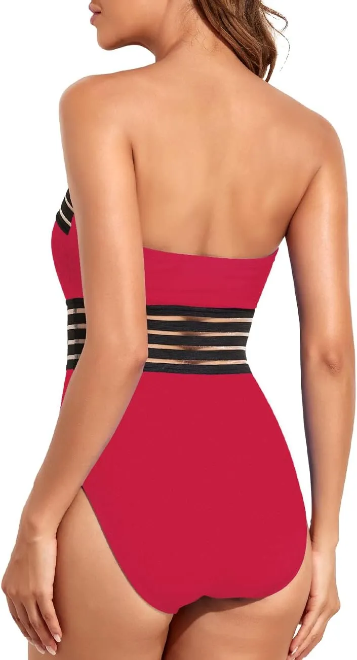 Hilor Women's One Piece Swimsuits Tummy Control Bathing Suits Sexy Halter Slimming Monokini Swimwear