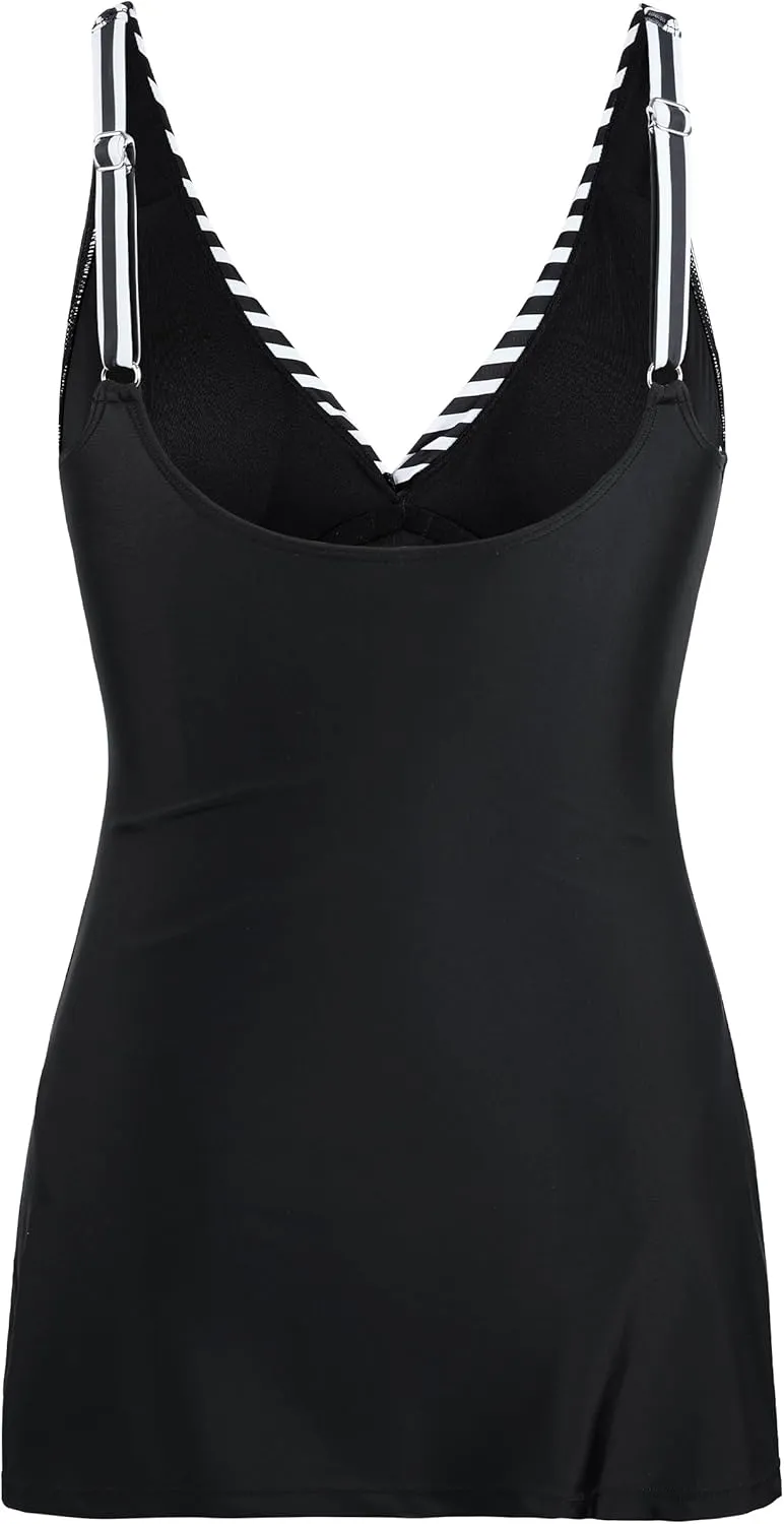 Hilor Women's Underwire One Piece Swimsuits Twist Front Swimdress Tummy Control Bathing Suit Swim Dress