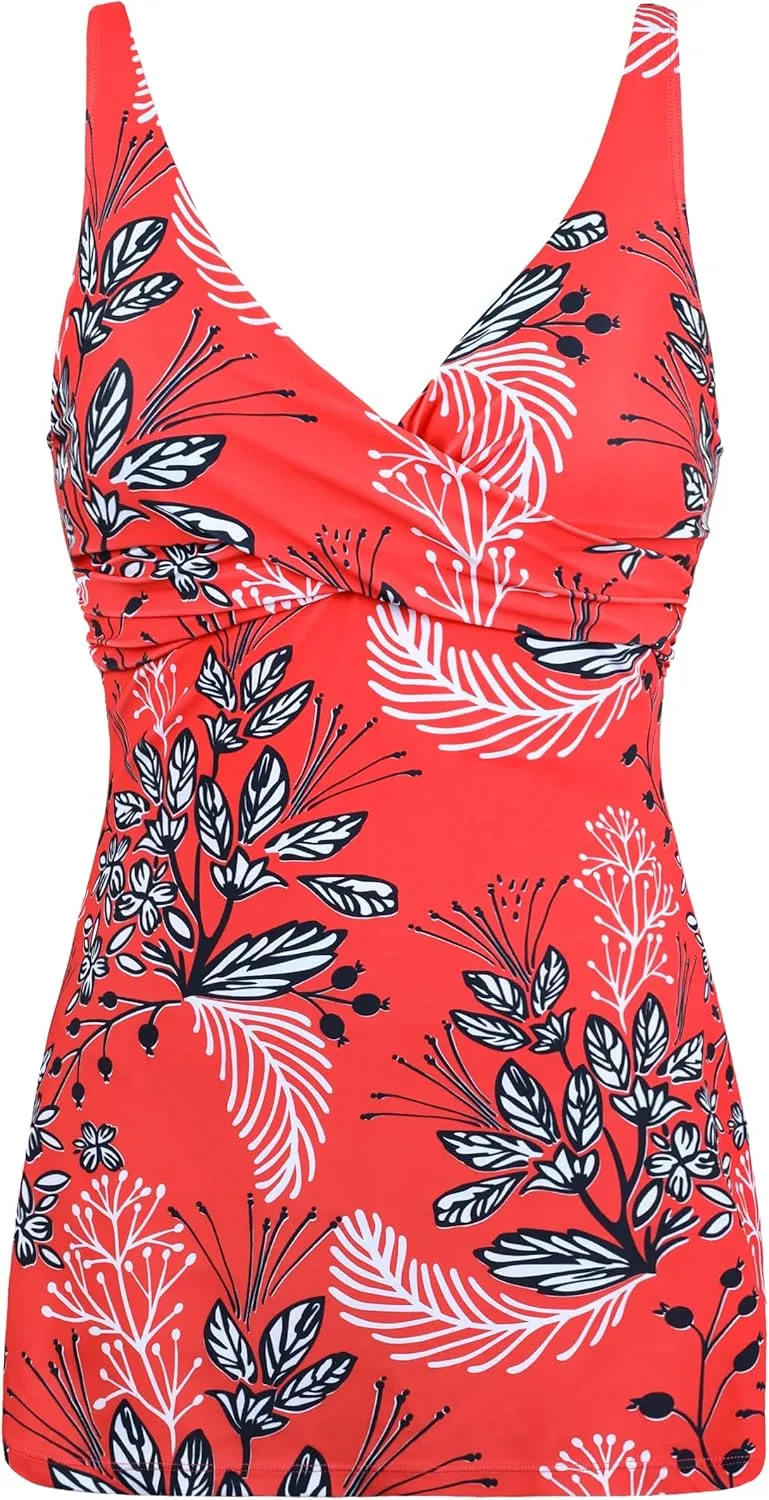 Hilor Women's Underwire One Piece Swimsuits Twist Front Swimdress Tummy Control Bathing Suit Swim Dress