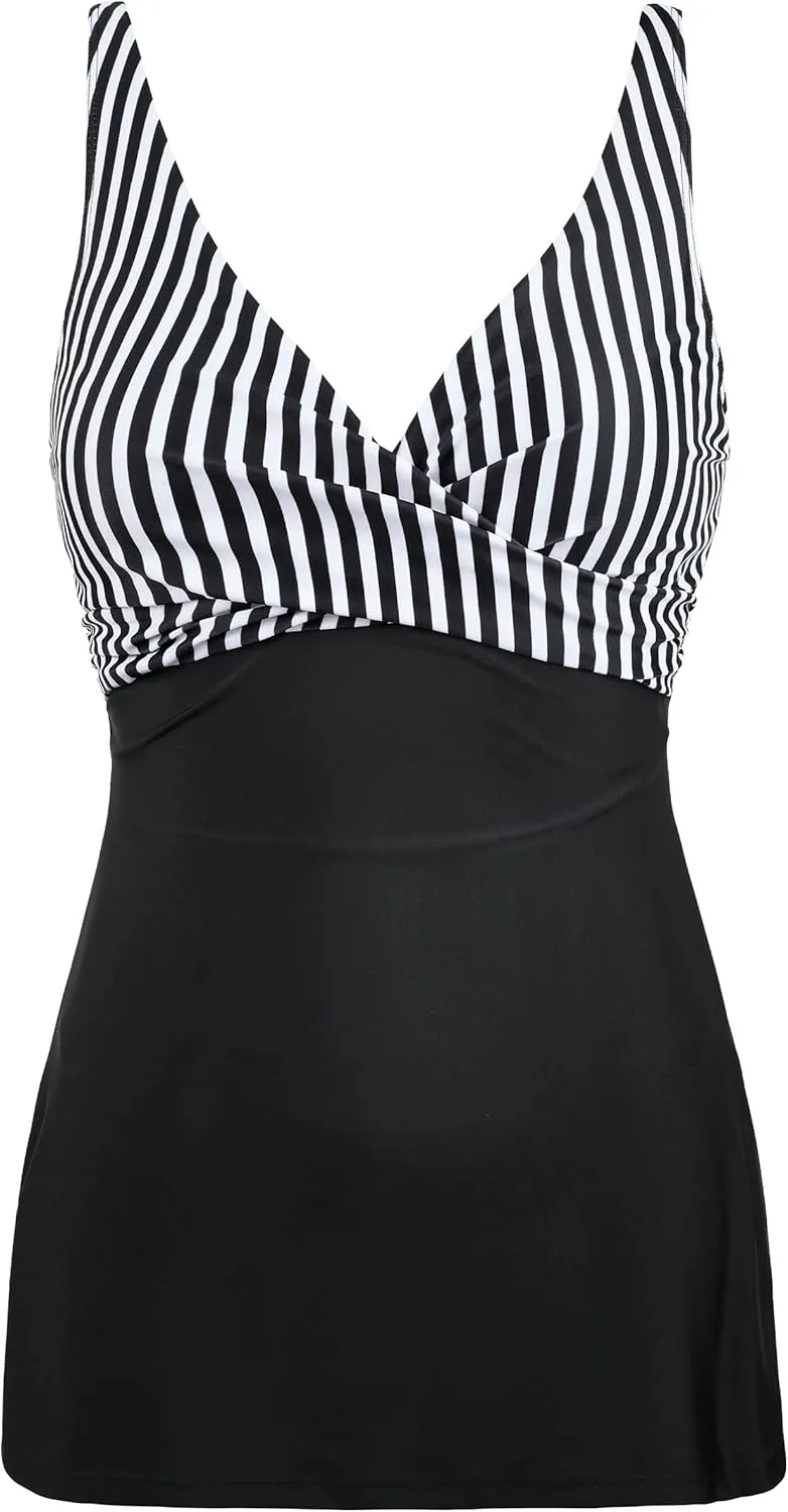 Hilor Women's Underwire One Piece Swimsuits Twist Front Swimdress Tummy Control Bathing Suit Swim Dress