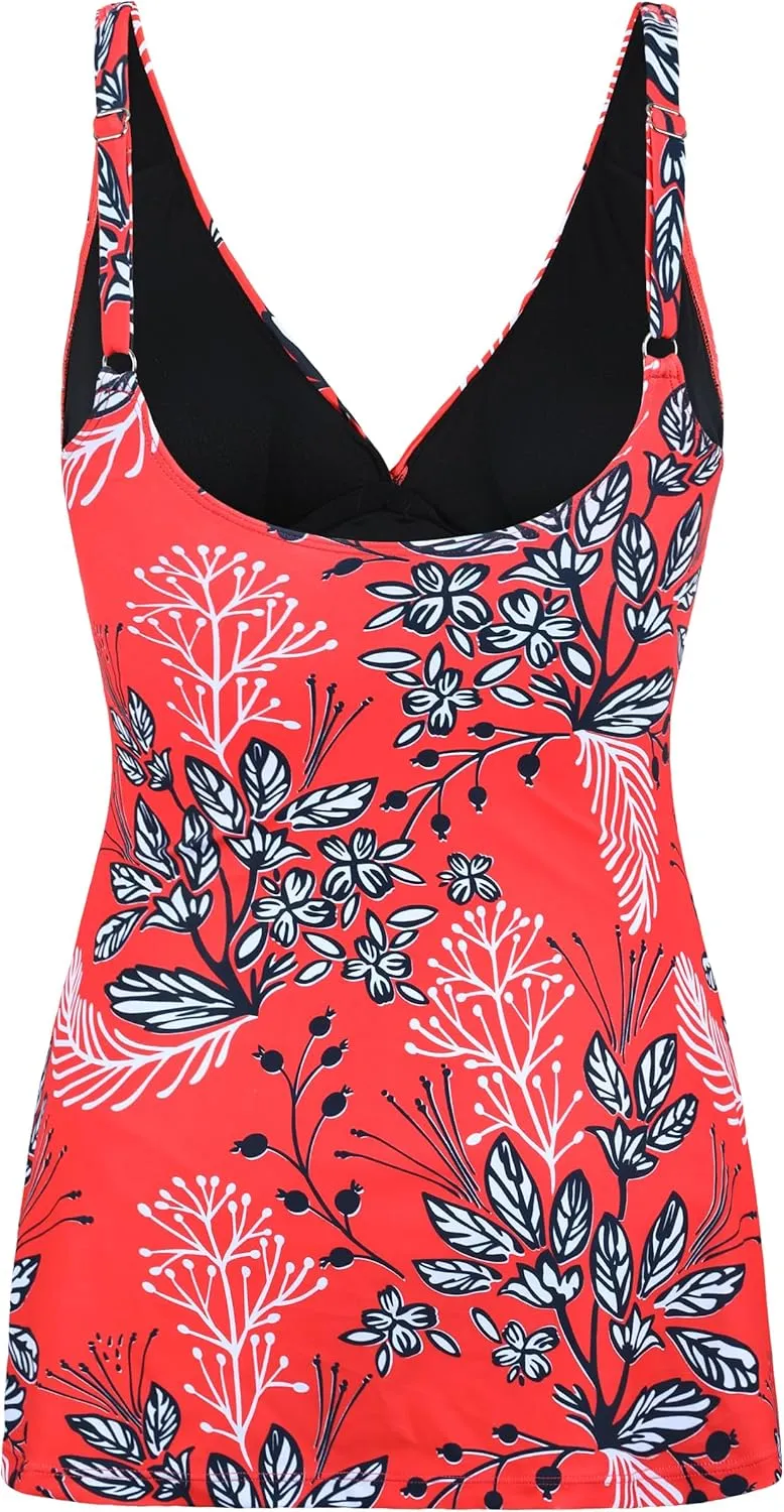 Hilor Women's Underwire One Piece Swimsuits Twist Front Swimdress Tummy Control Bathing Suit Swim Dress