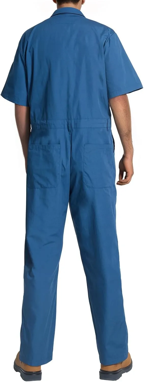 HISEA Men's Short Sleeve Zip Up Coverall, Twill Stain & Wrinkle Resistant Mens Work Coverall with Multi Pockets