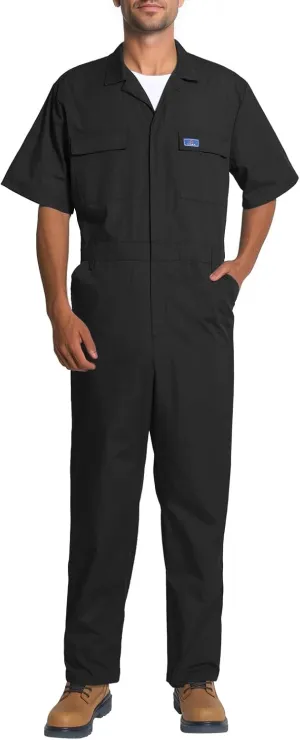 HISEA Men's Short Sleeve Zip Up Coverall, Twill Stain & Wrinkle Resistant Mens Work Coverall with Multi Pockets