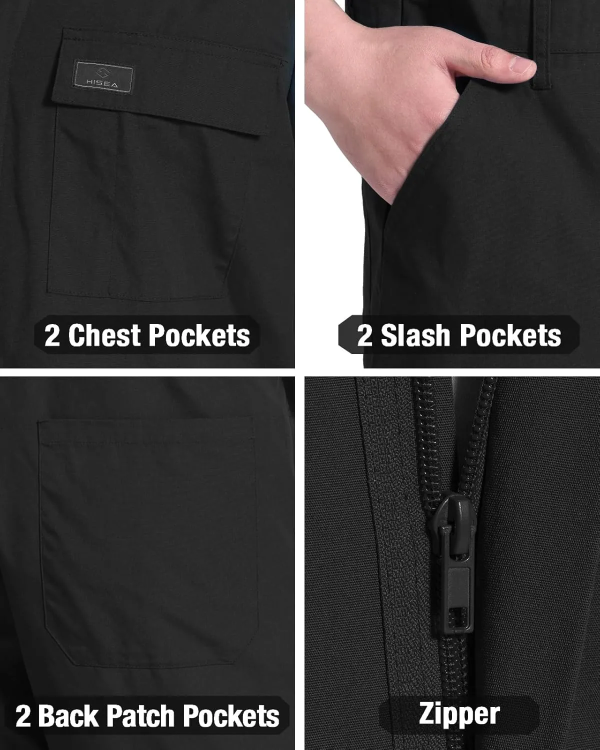 HISEA Men's Short Sleeve Zip Up Coverall, Twill Stain & Wrinkle Resistant Mens Work Coverall with Multi Pockets