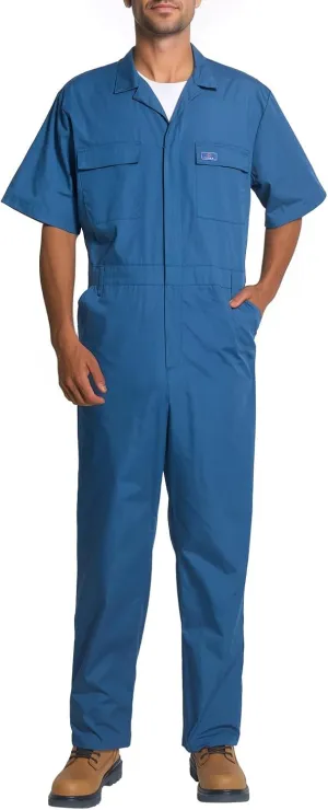 HISEA Men's Short Sleeve Zip Up Coverall, Twill Stain & Wrinkle Resistant Mens Work Coverall with Multi Pockets