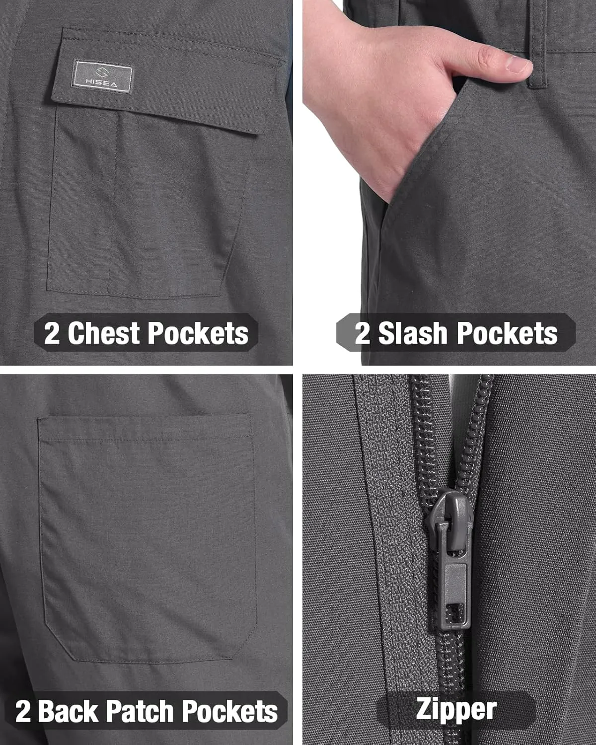 HISEA Men's Short Sleeve Zip Up Coverall, Twill Stain & Wrinkle Resistant Mens Work Coverall with Multi Pockets