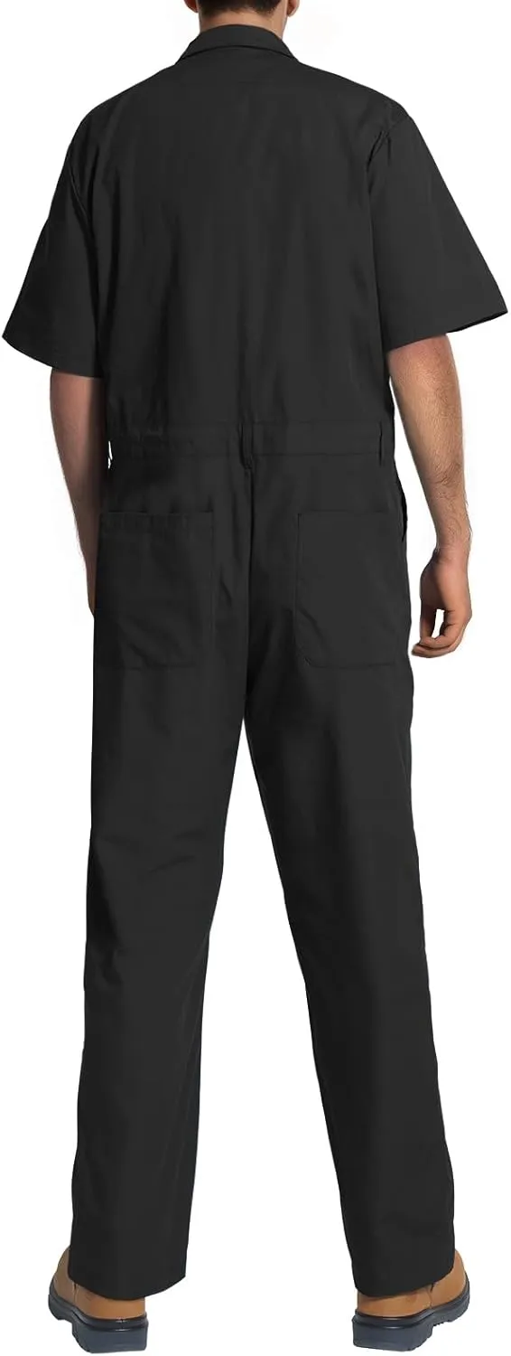 HISEA Men's Short Sleeve Zip Up Coverall, Twill Stain & Wrinkle Resistant Mens Work Coverall with Multi Pockets